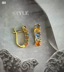 KHUYÊN TAI BẠC XI  ĐÁ SAPPHIRE TỰ NHIÊN