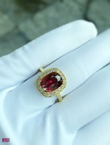 NHẪN  BẠC XI  ĐÁ TOURMALINE TỰ NHIÊN