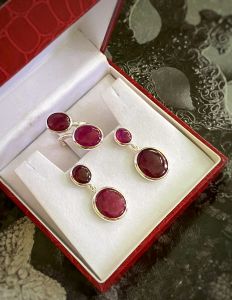 BỘ TRANG SỨC BẠC 92.5 ĐÁ RUBY TỰ NHIÊN