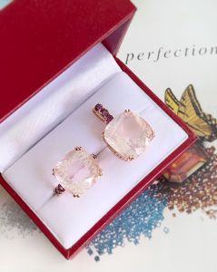 BỘ BẠC 92.5 ĐÁ THẠCH ANH HỒNG KẾT RHODOLITE TỰ NHIÊN