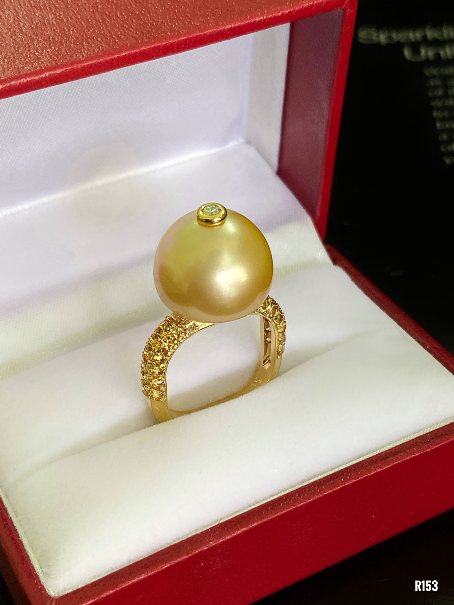 NHẪN  BẠC XI  NGỌC TRAI SOUTH SEA SAPPHIRE TỰ NHIÊN