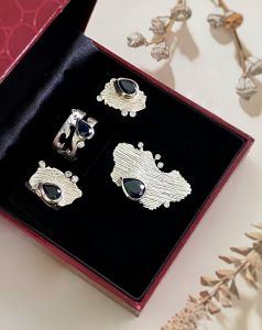 BỘ TRANG SỨC BẠC 92.5 ĐÁ SAPPHIRE TỰ NHIÊN