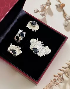 BỘ TRANG SỨC BẠC 92.5 ĐÁ SAPPHIRE TỰ NHIÊN