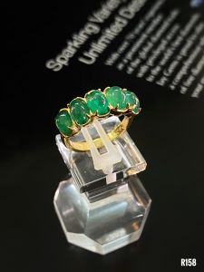 NHẪN  BẠC XI ĐÁ EMERALD-NGỌC LỤC BẢO TỰ NHIÊN