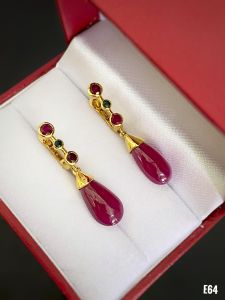 KHUYÊN TAI BẠC XI ĐÁ RUBY TỰ NHIÊN