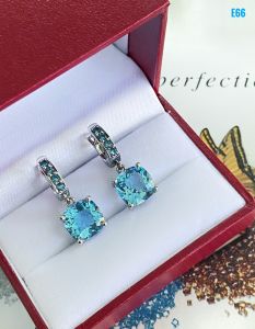 KHUYÊN TAI  BẠC XI  ĐÁ TOPAZ TỰ NHIÊN