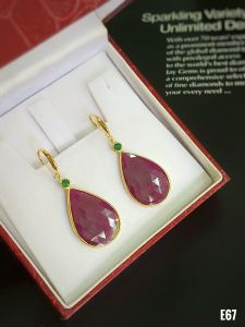 KHUYÊN TAI BẠC XI ĐÁ RUBY + EMERALD TỰ NHIÊN