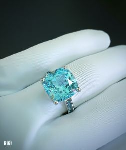 NHẪN  BẠC XI  ĐÁ BLUE TOPAZ TỰ NHIÊN