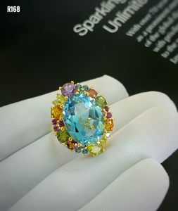 NHẪN BẠC XI BLUE TOPAZ TỰ NHIÊN