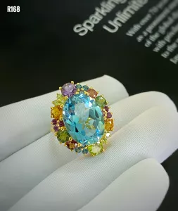 NHẪN BẠC XI BLUE TOPAZ TỰ NHIÊN