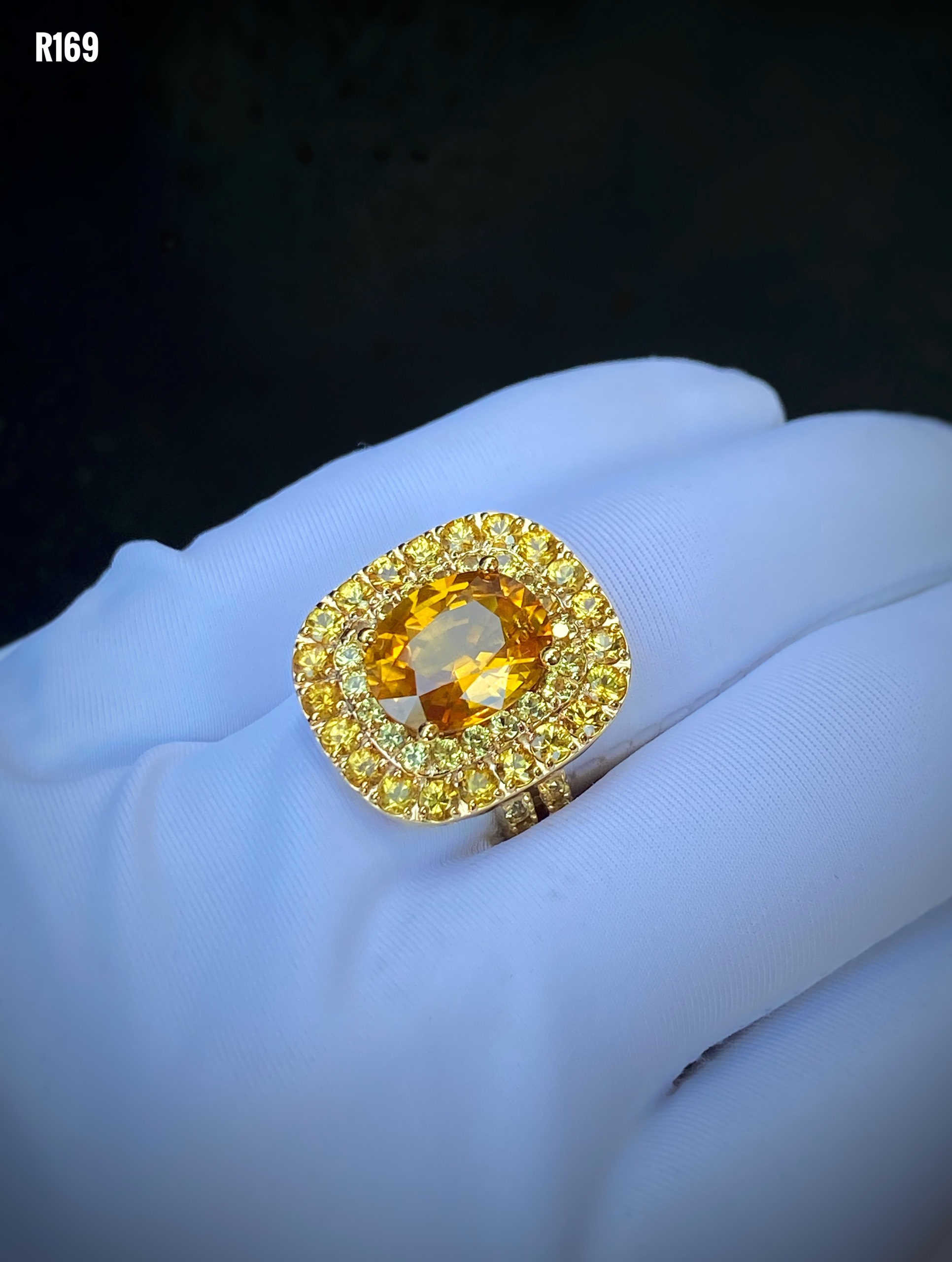 NHẪN NỮ  BẠC XI  FULL ĐÁ SAPPHIRE VÀNG TỰ NHIÊN