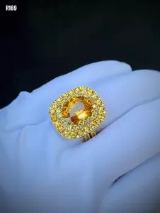 NHẪN NỮ  BẠC XI  FULL ĐÁ SAPPHIRE VÀNG TỰ NHIÊN