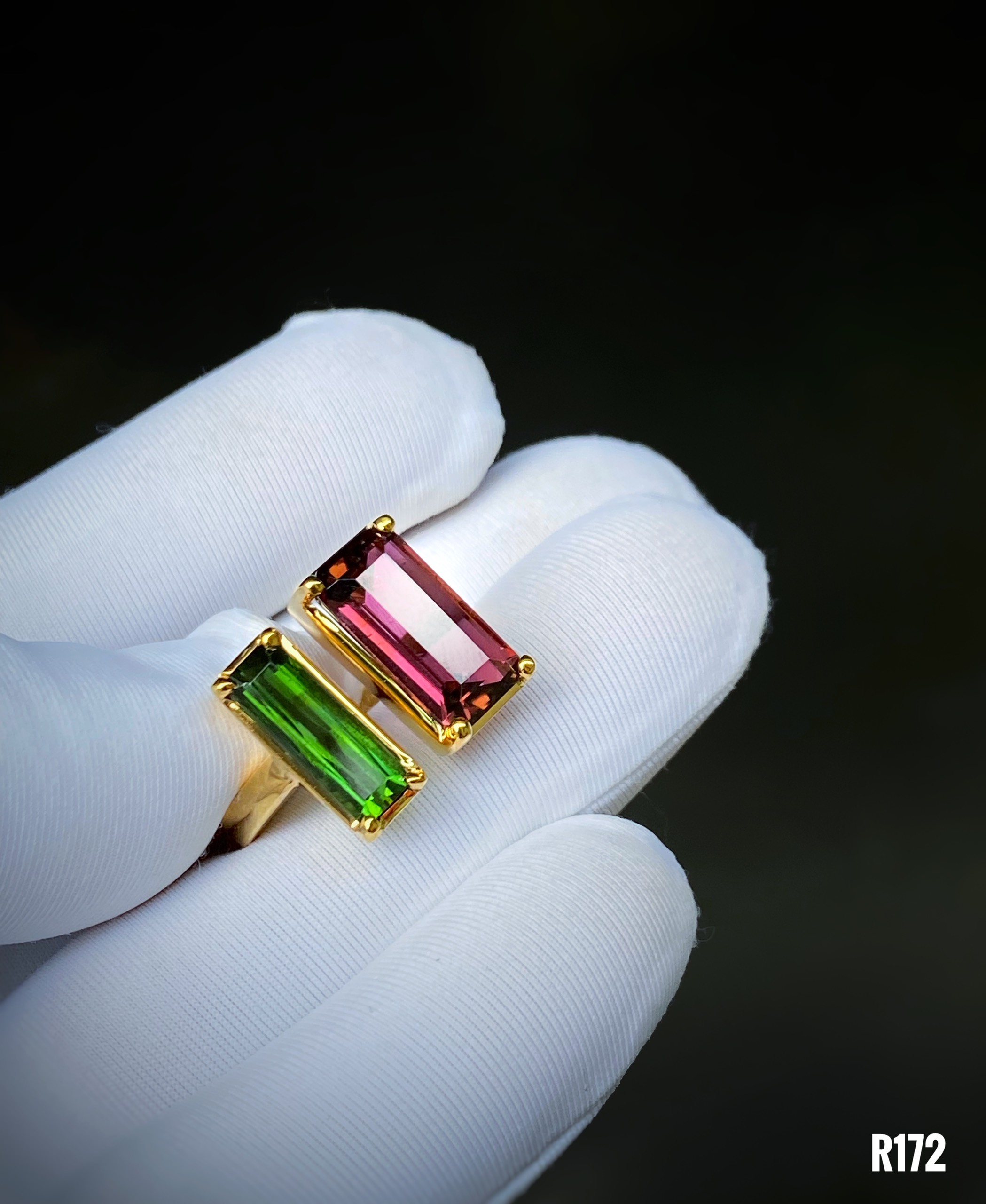 NHẪN  BẠC XI  ĐÁ TOURMALINE TỰ NHIÊN