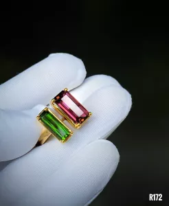 NHẪN  BẠC XI  ĐÁ TOURMALINE TỰ NHIÊN