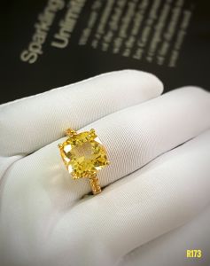 NHẪN  BẠC XI  CITRINE KẾT SAPPHIRE TỰ NHIÊN