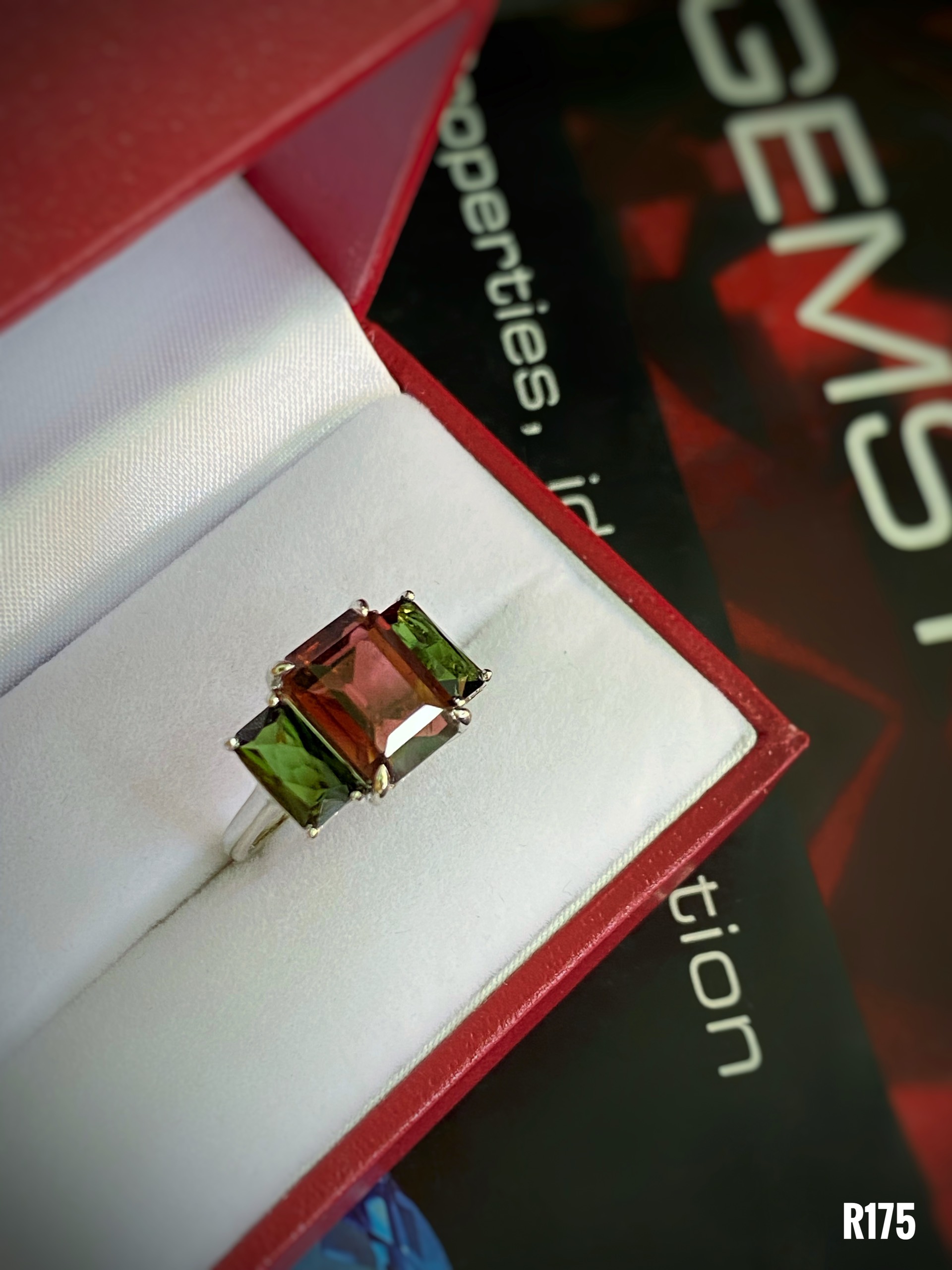 NHẪN  BẠC XI  ĐÁ TOURMALINE TỰ NHIÊN