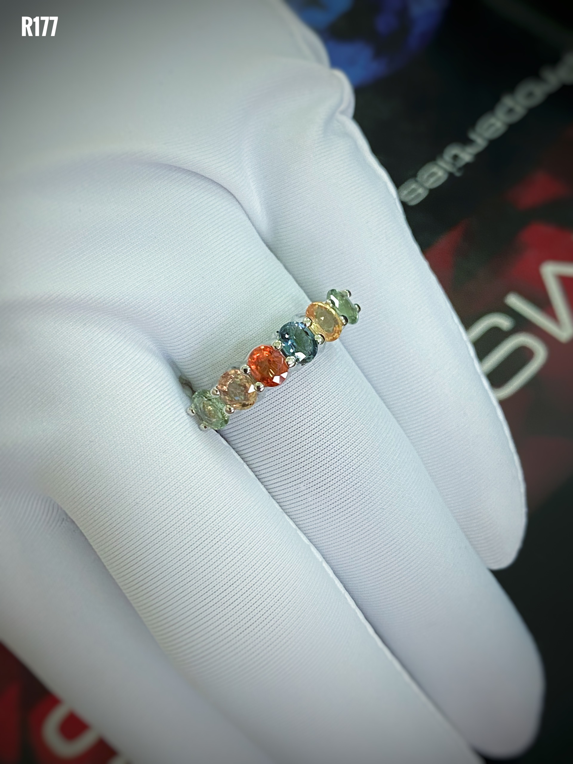 NHẪN  BẠC XI  ĐÁ SAPPHIRE TỰ NHIÊN