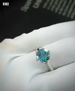 NHẪN  BẠC XI  ĐÁ TOPAZ LONDON TỰ NHIÊN