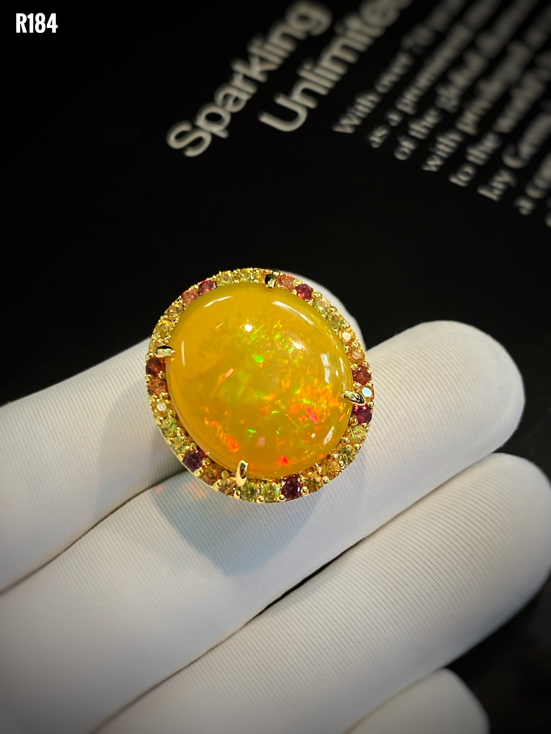 NHẪN  BẠC XI  OPAL KẾT SAPPHIRE TỰ NHIÊN