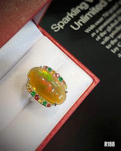 NHẪN  BẠC XI  OPAL TỰ NHIÊN