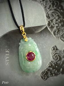 MẶT DÂY BẠC XI NGỌC JADEITE + RUBY TỰ NHIÊN