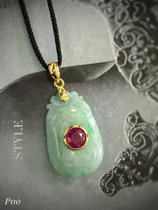 MẶT DÂY BẠC XI NGỌC JADEITE + RUBY TỰ NHIÊN