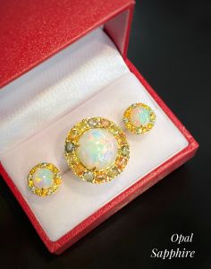 BỘ BẠC ĐÁ OPAL KẾT SAPPHIRE TỰ NHIÊN
