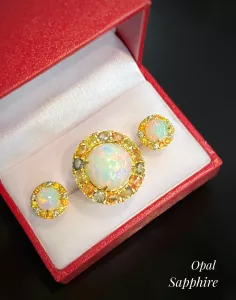 BỘ BẠC ĐÁ OPAL KẾT SAPPHIRE TỰ NHIÊN