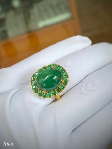 NHẪN  BẠC XI  FULL ĐÁ EMERALD-NGỌC LỤC BẢO TỰ NHIÊN