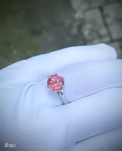 NHẪN  BẠC XI  ĐÁ TOURMALINE HỒNG TỰ NHIÊN