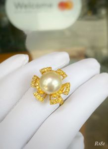 NHẪN  BẠC XI NGỌC TRAI KẾT SAPPHIRE TỰ NHIÊN