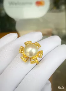 NHẪN  BẠC XI NGỌC TRAI KẾT SAPPHIRE TỰ NHIÊN