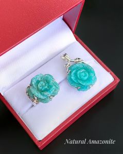 BỘ TRANG SỨC HOA HỒNG NGỌC AMAZONITE TỰ NHIÊN