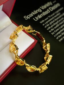 LẮC TAY BẠC XI ĐÁ CITRINE - THẠCH ANH VÀNG TỰ NHIÊN