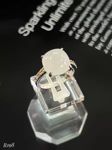 NHẪN  BẠC XI  SAPPHIRE TRẮNG TỰ NHIÊN