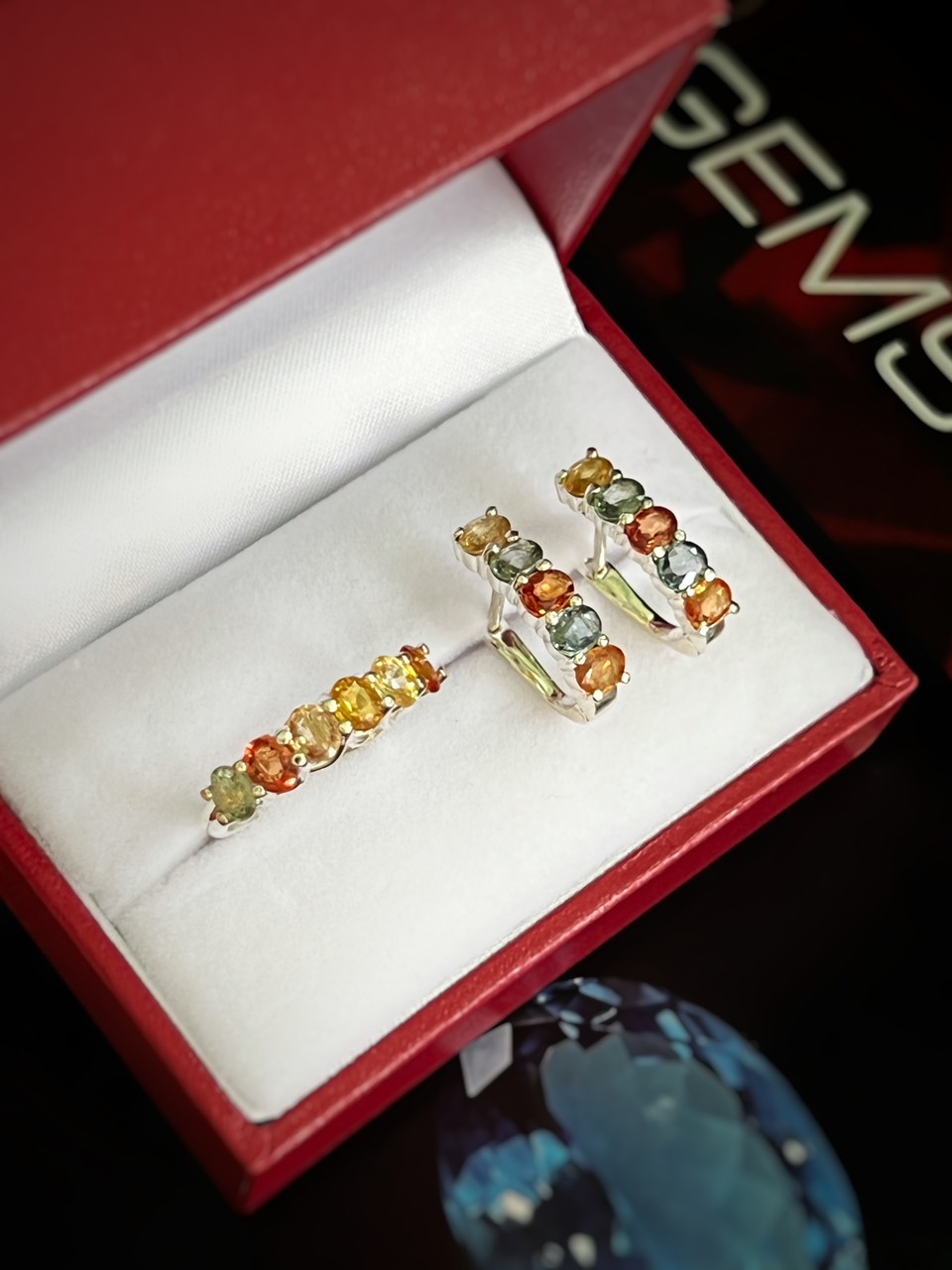 BỘ TRANG SỨC BẠC 92.5 ĐÁ SAPPHIRE TỰ NHIÊN