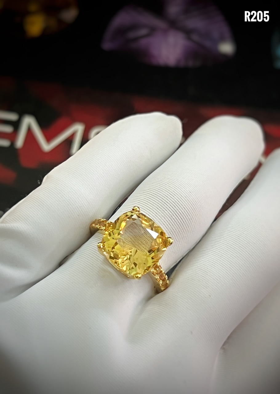 NHẪN  BẠC XI  ĐÁ CITRINE TỰ NHIÊN
