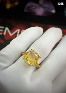 NHẪN  BẠC XI  ĐÁ CITRINE TỰ NHIÊN
