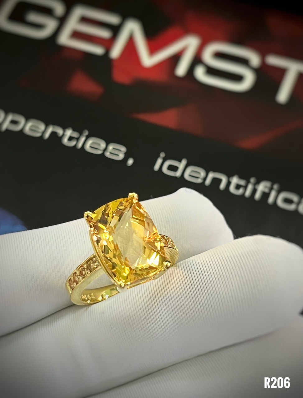 NHẪN  BẠC XI  ĐÁ CITRINE TỰ NHIÊN