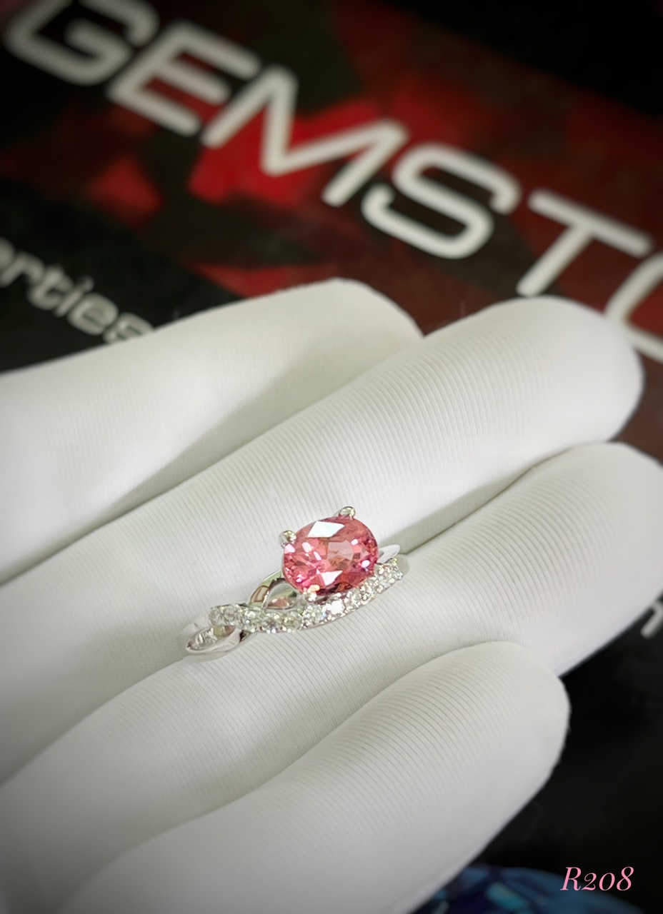 NHẪN  BẠC XI  ĐÁ TOURMALINE TỰ NHIÊN