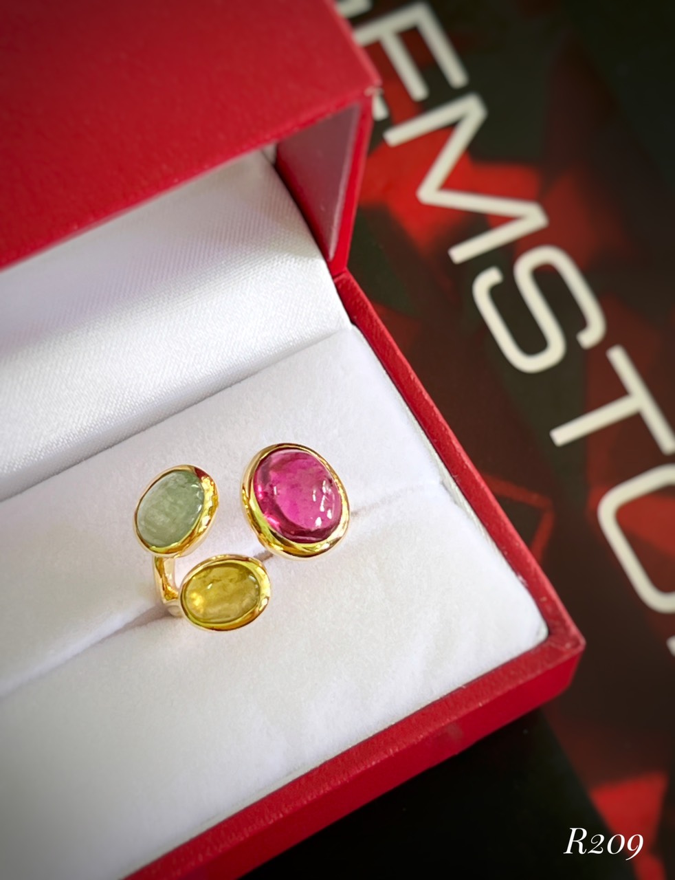NHẪN  BẠC XI  ĐÁ TOURMALINE TỰ NHIÊN