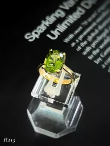 NHẪN  BẠC XI  ĐÁ PERIDOT TỰ NHIÊN