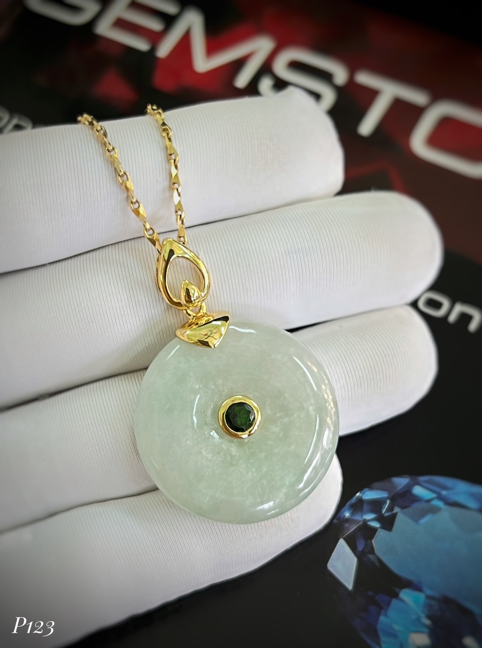 MẶT DÂY BẠC XI ĐỒNG ĐIẾU NGỌC JADEIT TỰ NHIÊN