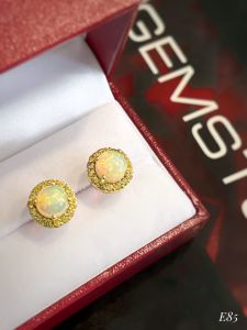 KHUYÊN TAI BẠC XI ĐÁ OPAL KẾT SAPPHIRE TỰ NHIÊN
