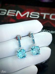KHUYÊN TAI  BẠC XI  ĐÁ TOPAZ TỰ NHIÊN
