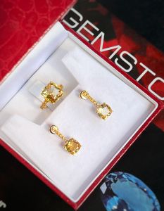 BỘ BẠC 92.5 XI VÀNG ĐÁ CITRINE TỰ NHIÊN