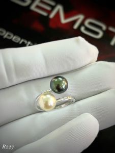 NHẪN  BẠC XI  NGỌC TRAI TỰ NHIÊN