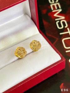 KHUYÊN TAI BẠC XI HOA HỒNG ĐÁ CITRINE TỰ NHIÊN