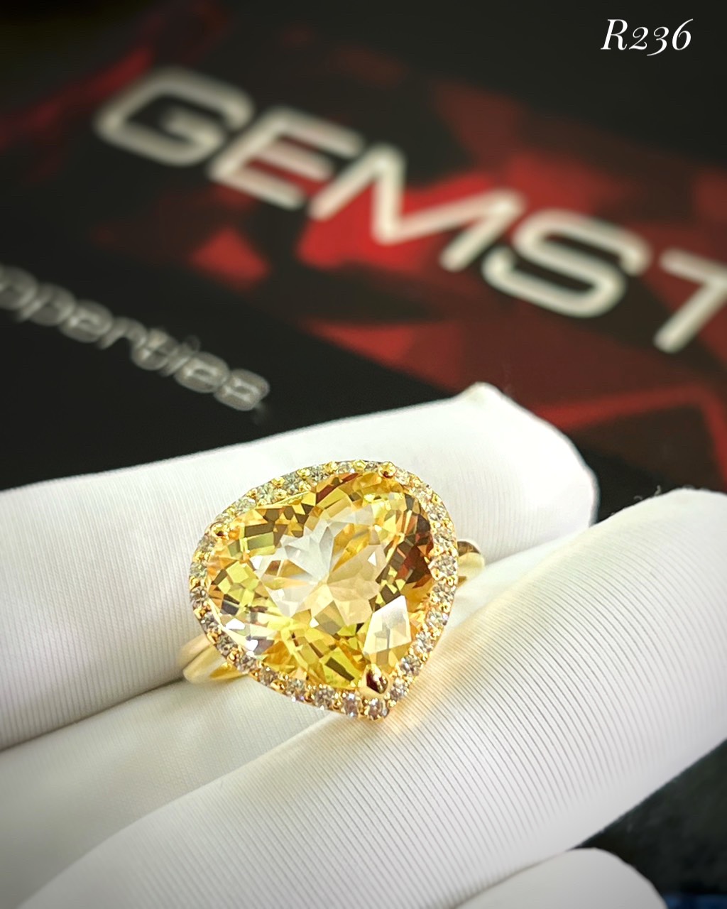 NHẪN BẠC 92.5 XI VÀNG ĐÁ CITRINE TỰ NHIÊN