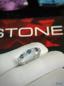 NHẪN BẠC 92.5 MOISSANITE + SAPPHIRE TỰ NHIÊN